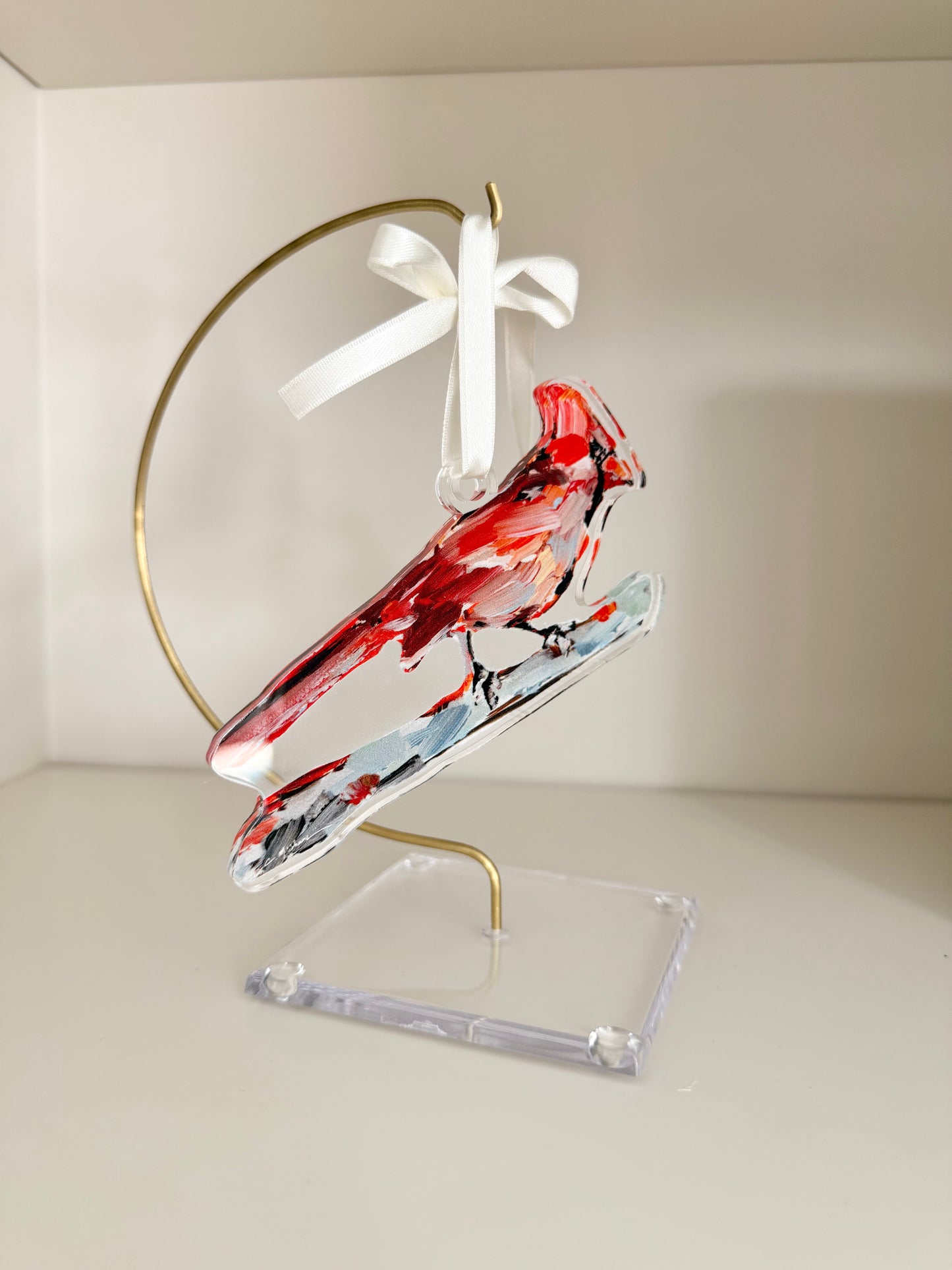 Cardinal ornament + stand