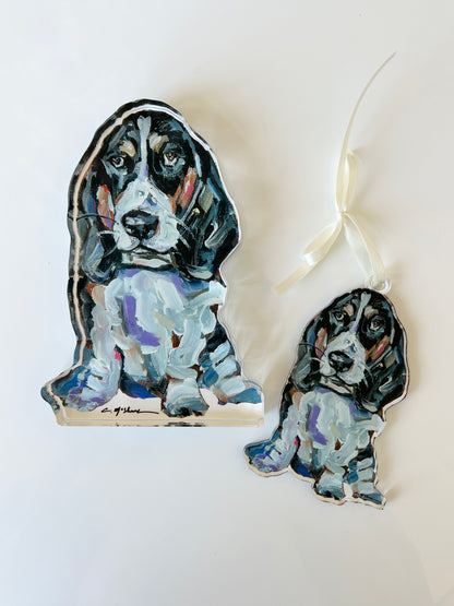 Basset Hound Black & White (Ornament)