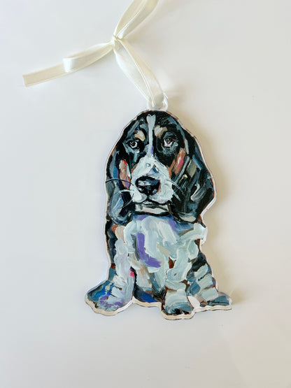 Basset Hound Black & White (Ornament)