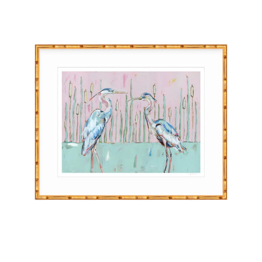 "Follow Your Path" blue herons on paper