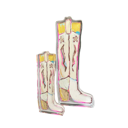 Cowgirl Up Cowboy Boots Acrylic Tabletop Art
