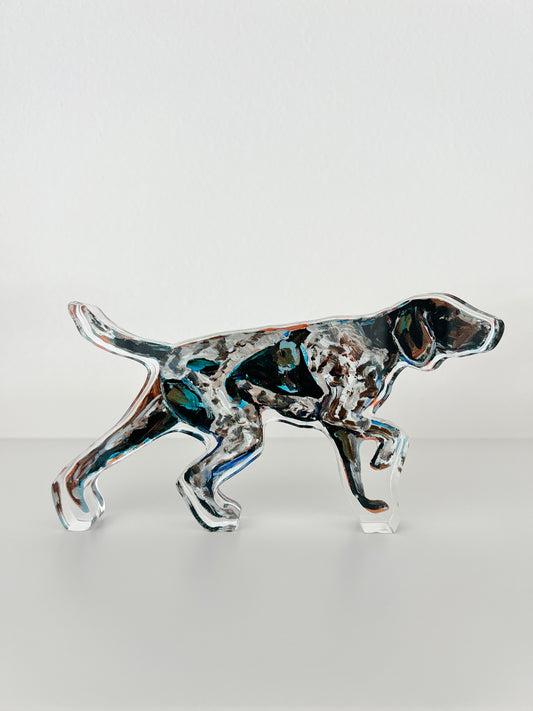 "German Shorthair Pointer Pointing" acrylic