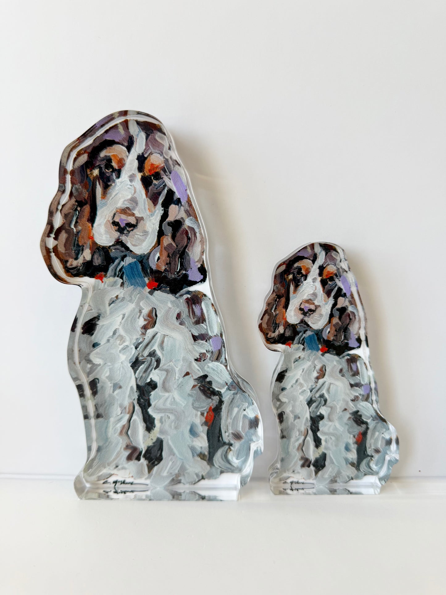 “English Cocker Spaniel Tri” acrylic shelfie WHOLESALE