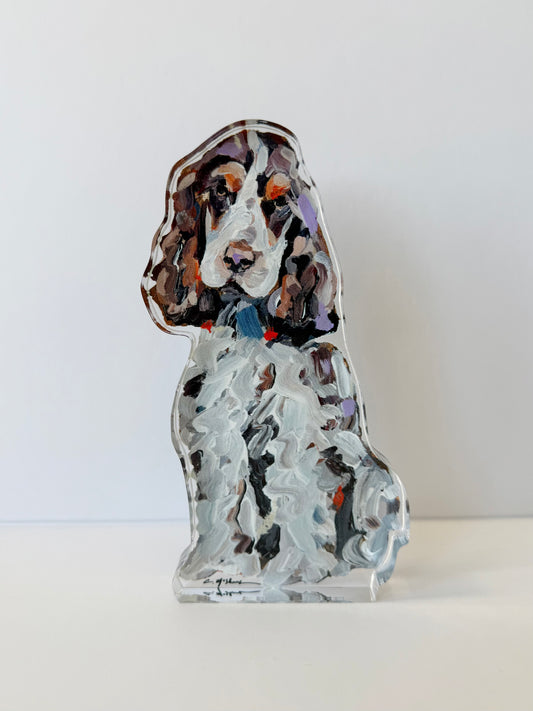 “English Cocker Spaniel Tri” acrylic shelfie WHOLESALE