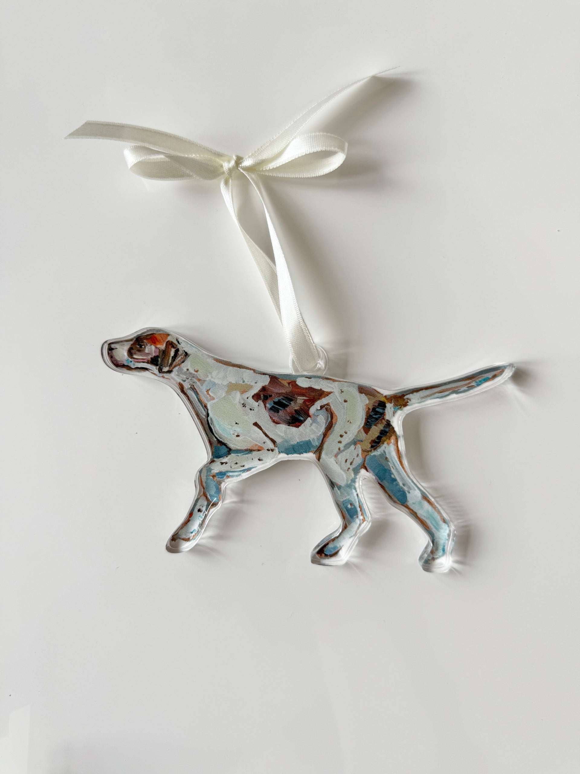 English Pointer Orange Acrylic Ornament – Chelsea McShane Art