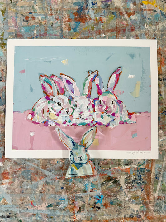 "Hip Hap Hop" 14X11 paper print + Bunny Ears acrylic