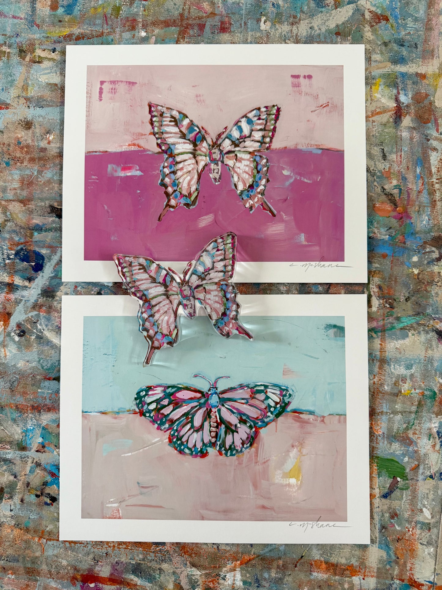 Butterflies 10X8 (set of 2) + butterfly I acrylic