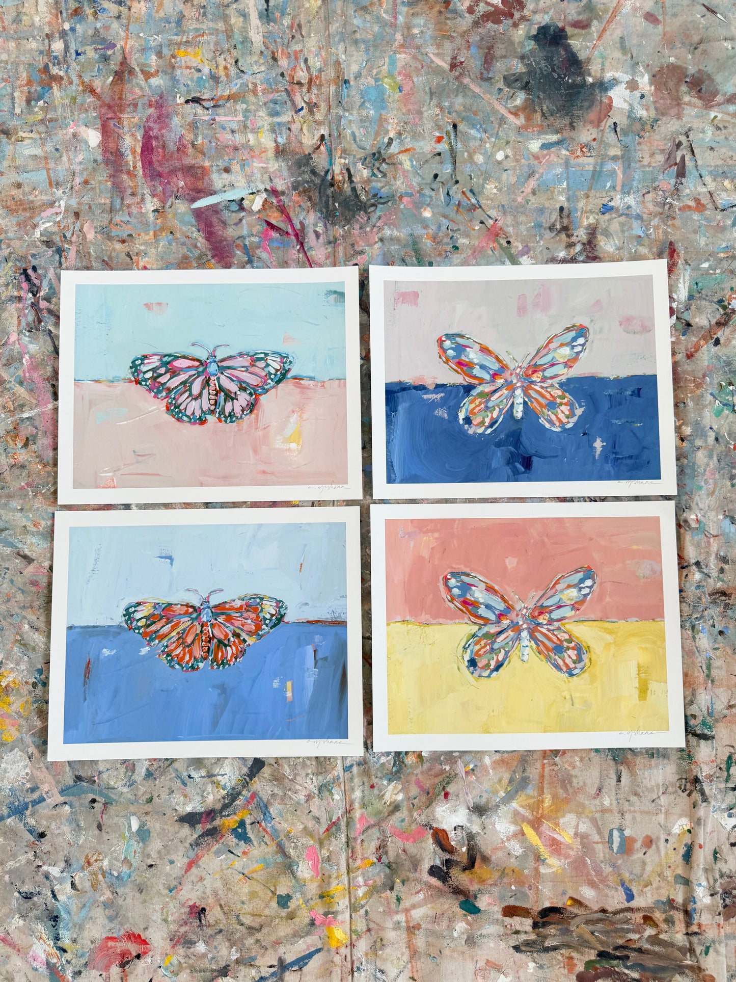 "Butterfly Kisses" 14X11 hand signed paper prints (set of 4)