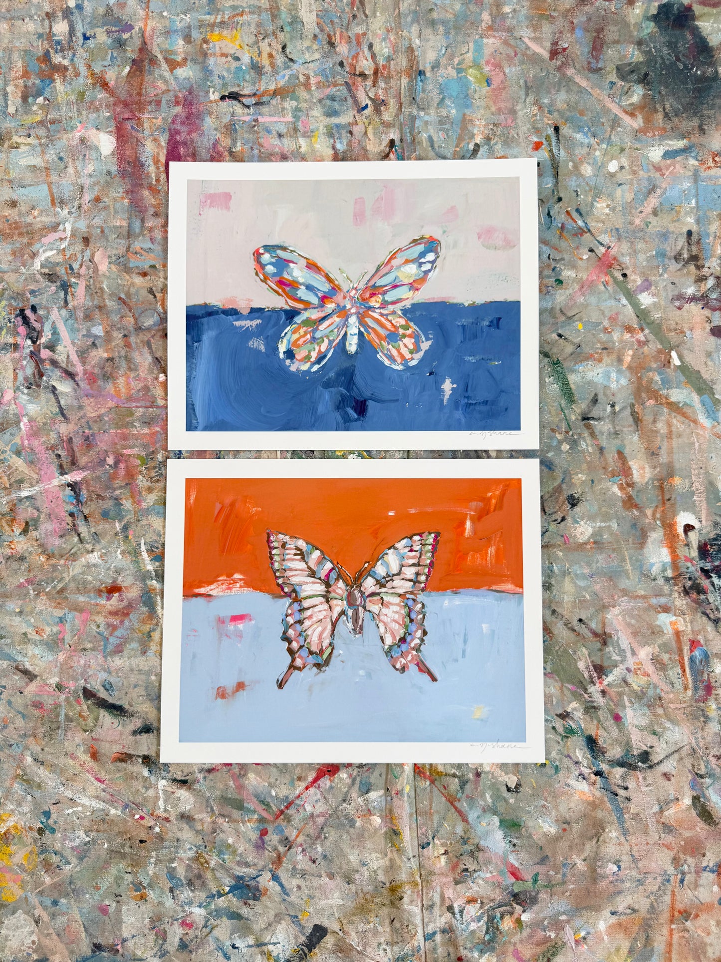 "Butterfly Kisses" 14X11 hand signed paper prints (set of 2)