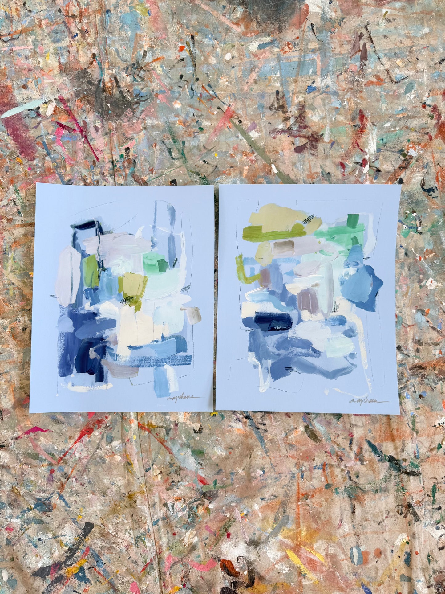 Abstract 11X14 hand signed paper prints (set of 2)