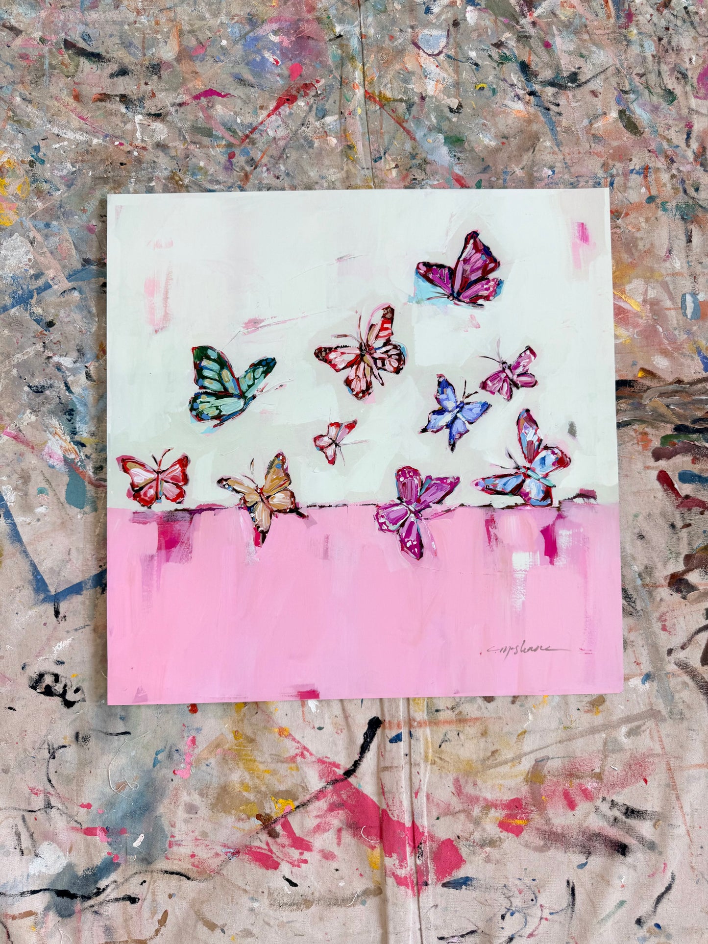 "Butterfly Kisses" 20X20 hand signed paper print