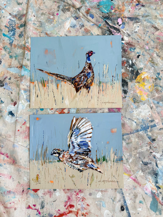 "Pheasant & Quail" 10X8 hand signed paper prints (set of 2)