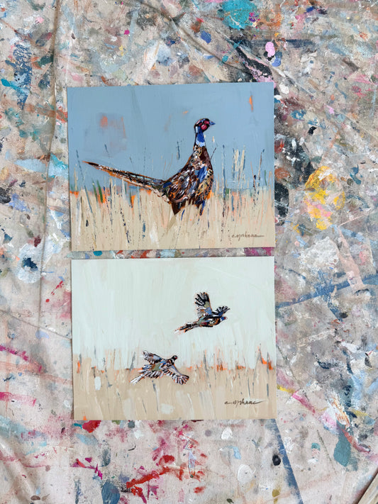 "Pheasants" 10X8 hand signed paper prints (set of 2)