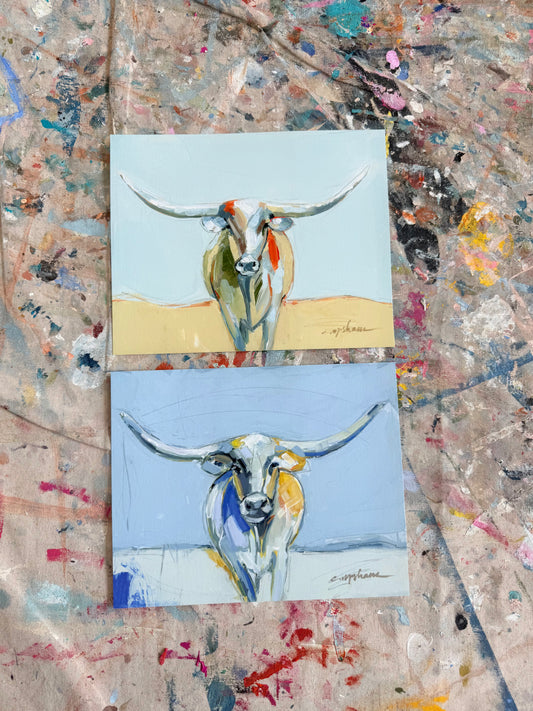"Longhorn" 10X8 hand signed paper prints (set of 2)