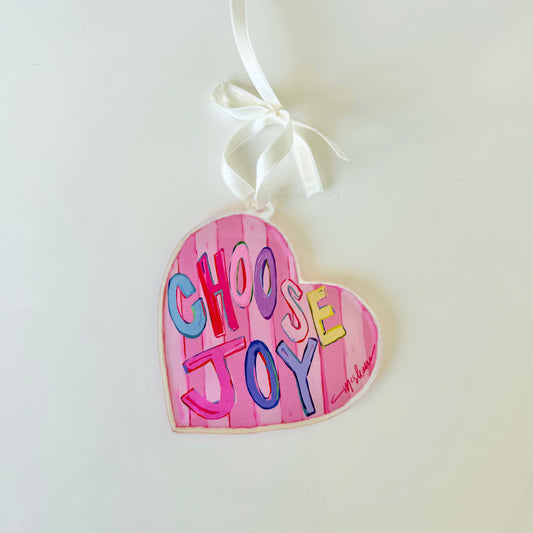 Choose Joy Heart Christmas Acrylic Ornament | Wreath Charm
