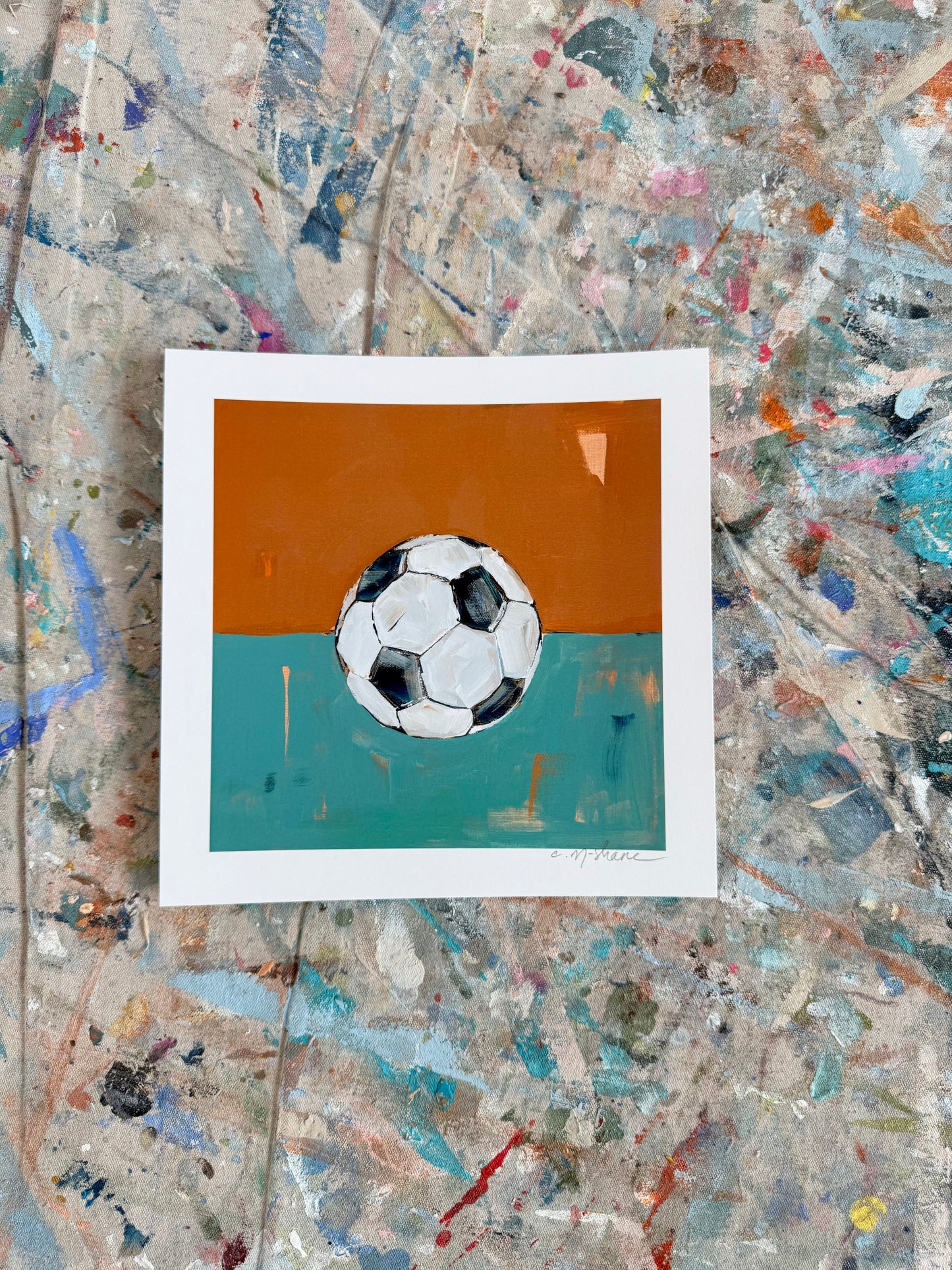 "Soccer Ball" 8X8 hand signed paper print