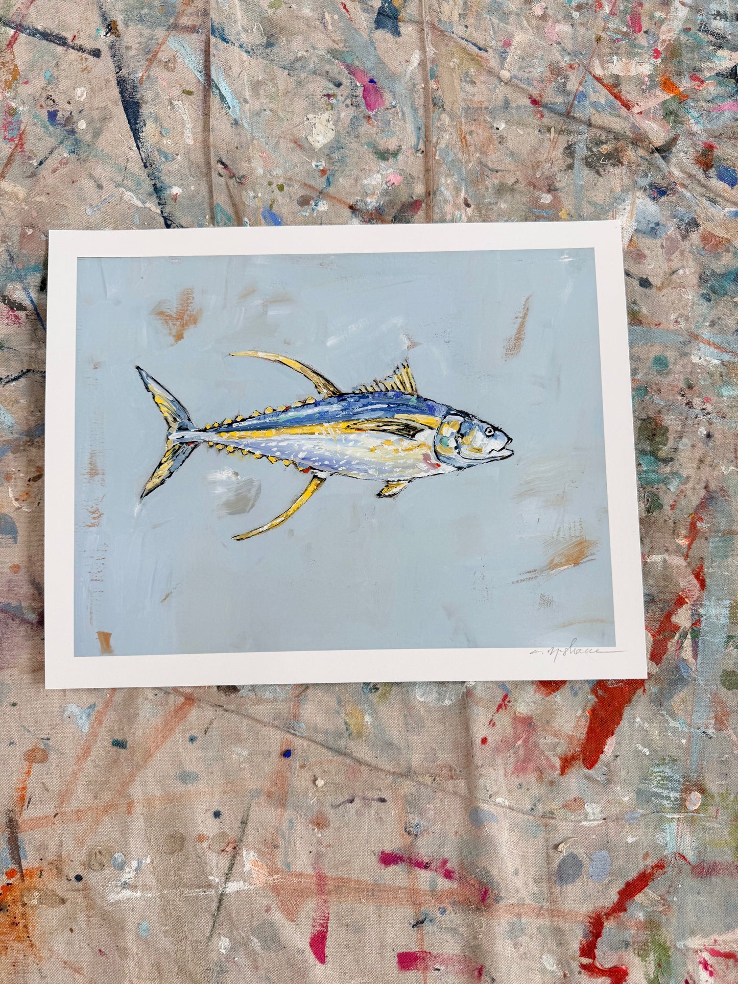 "Yellow Tuna" 14X11 hand signed paper print