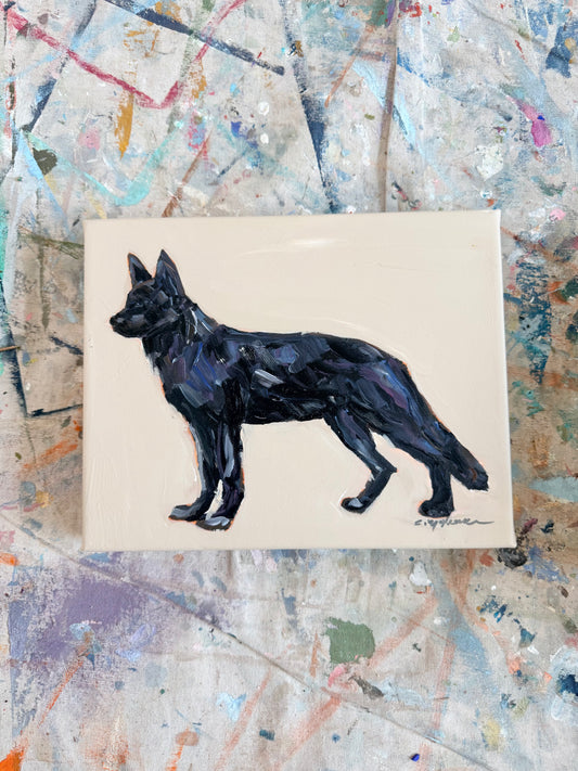 "German Shepherd Black" Original on 8X10 canvas