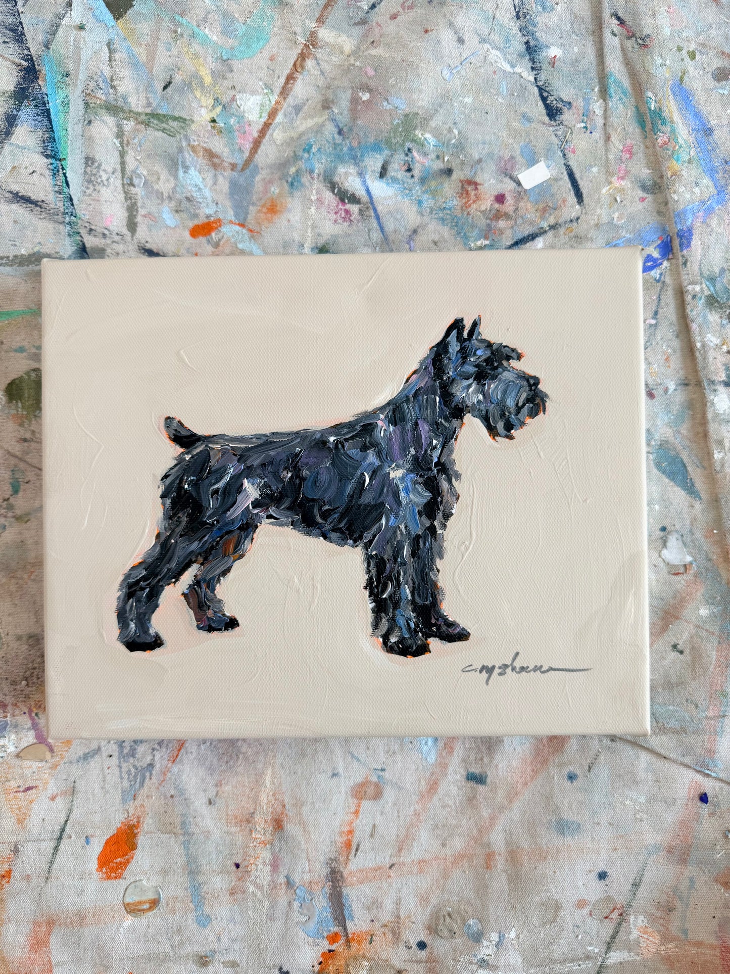"Black Schnauzer" Original on 8X10 canvas