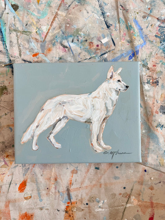 "German Shepherd White" Original on 8X10 canvas