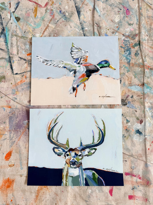 "Mallard & Deer" 10X8 hand signed paper prints (set of 2)
