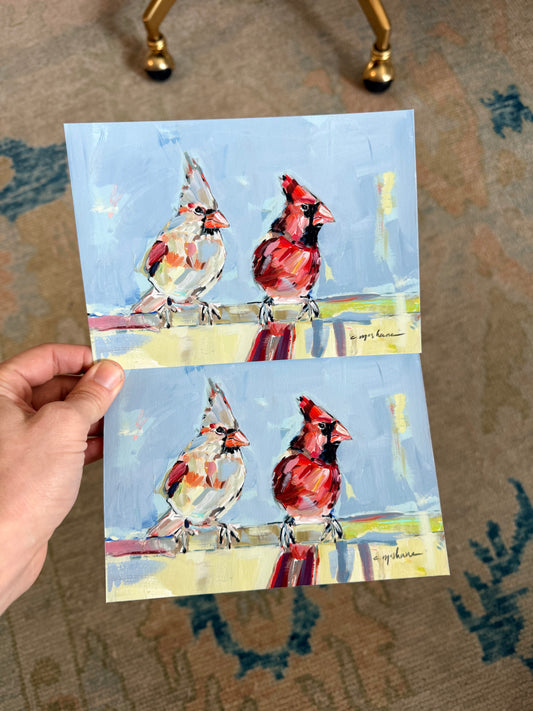 "Always Together" cardinals 5X7 hand signed paper prints (pack of 2)