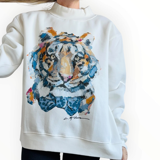 "Tiger Blues Bow Tie" Mock Neck (One Size)