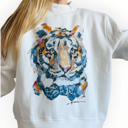 "Tiger Blues Bow Tie" Mock Neck (One Size)