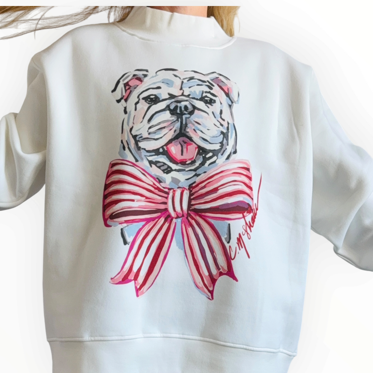 "Bulldog Red/Pink" Mock Neck (One Size)