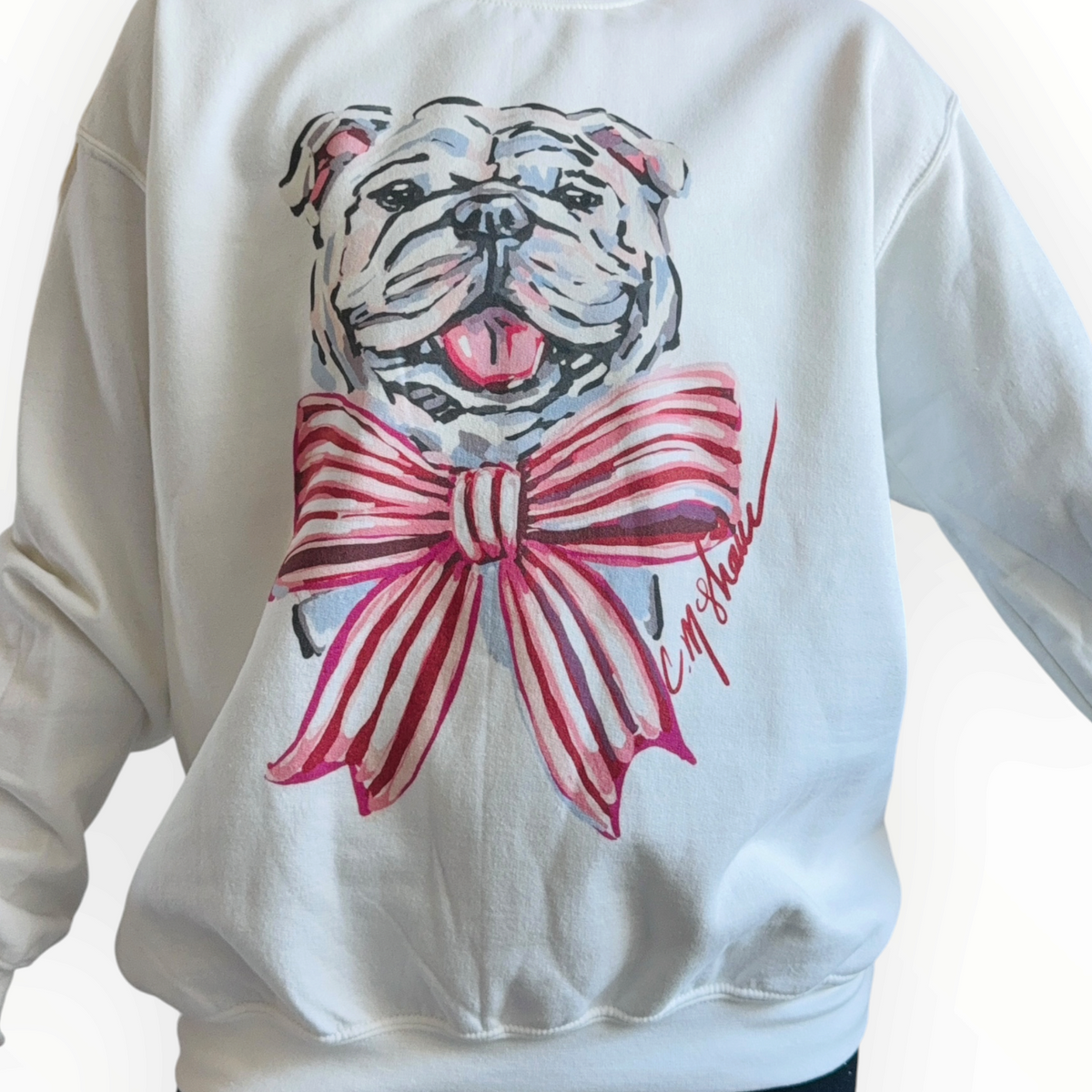 "Bulldog Red/Pink" Art Sweatshirt