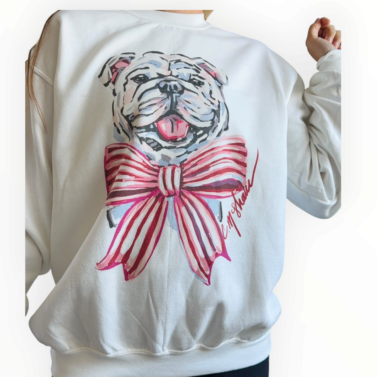 "Bulldog Red/Pink" Art Sweatshirt