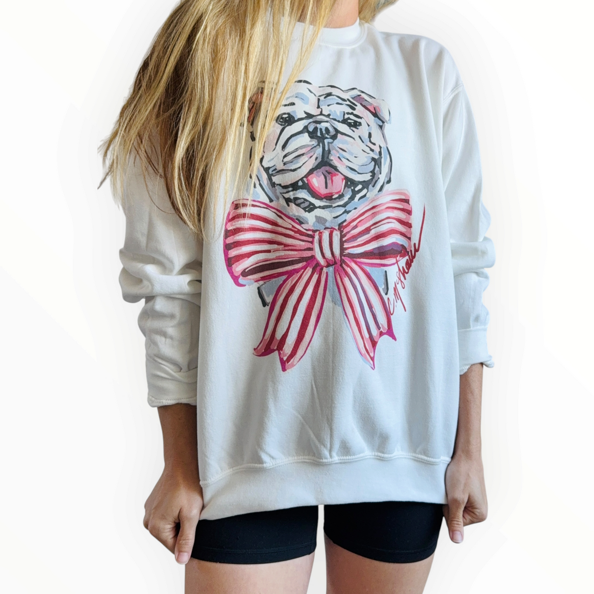 "Bulldog Red/Pink" Art Sweatshirt