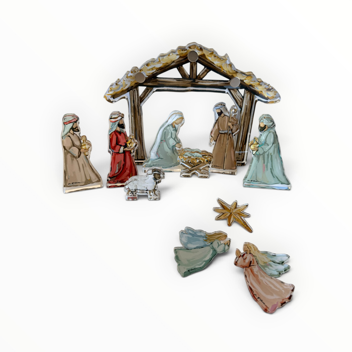 Nativity Acrylic Tabletop Art Set | 11-Piece Christmas Nativity Display
