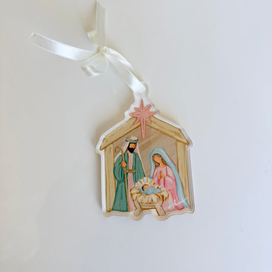 Nativity Manger Christmas Acrylic Ornament | Wreath Charm