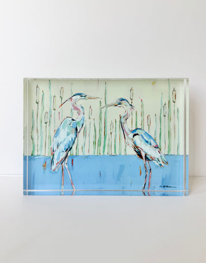 "Blue Herons" acrylic block
