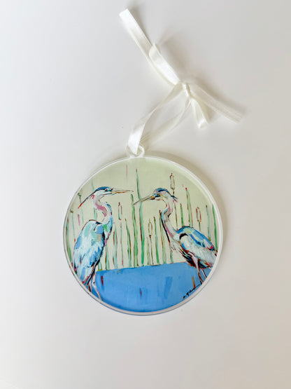 Blue Herons Christmas Acrylic Ornament | Wreath Charm