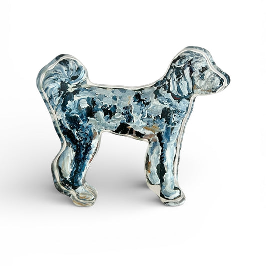 "Aussiedoodle standing" acrylic