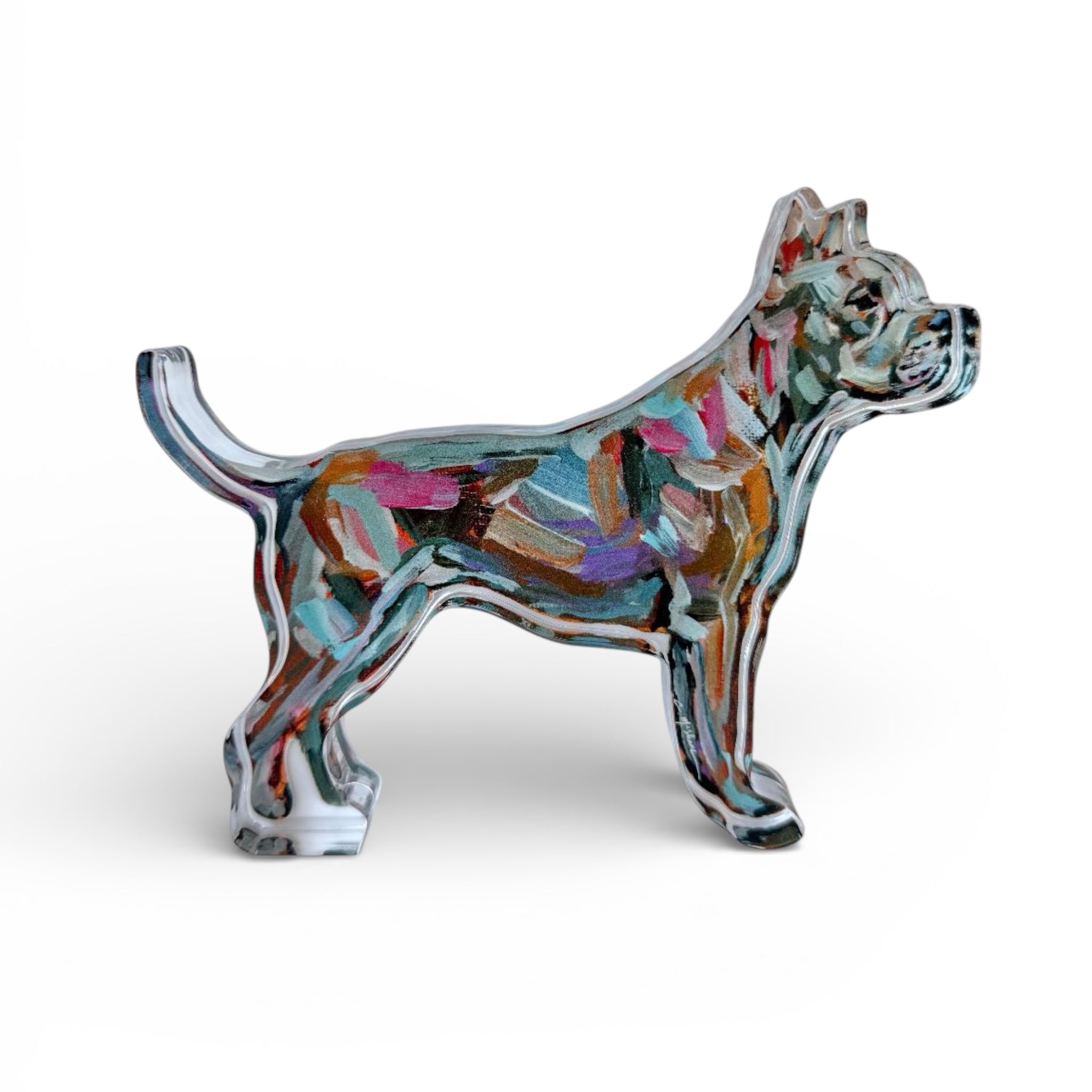 Pitbull Abstract Dog Acrylic Tabletop Art – Chelsea McShane Art