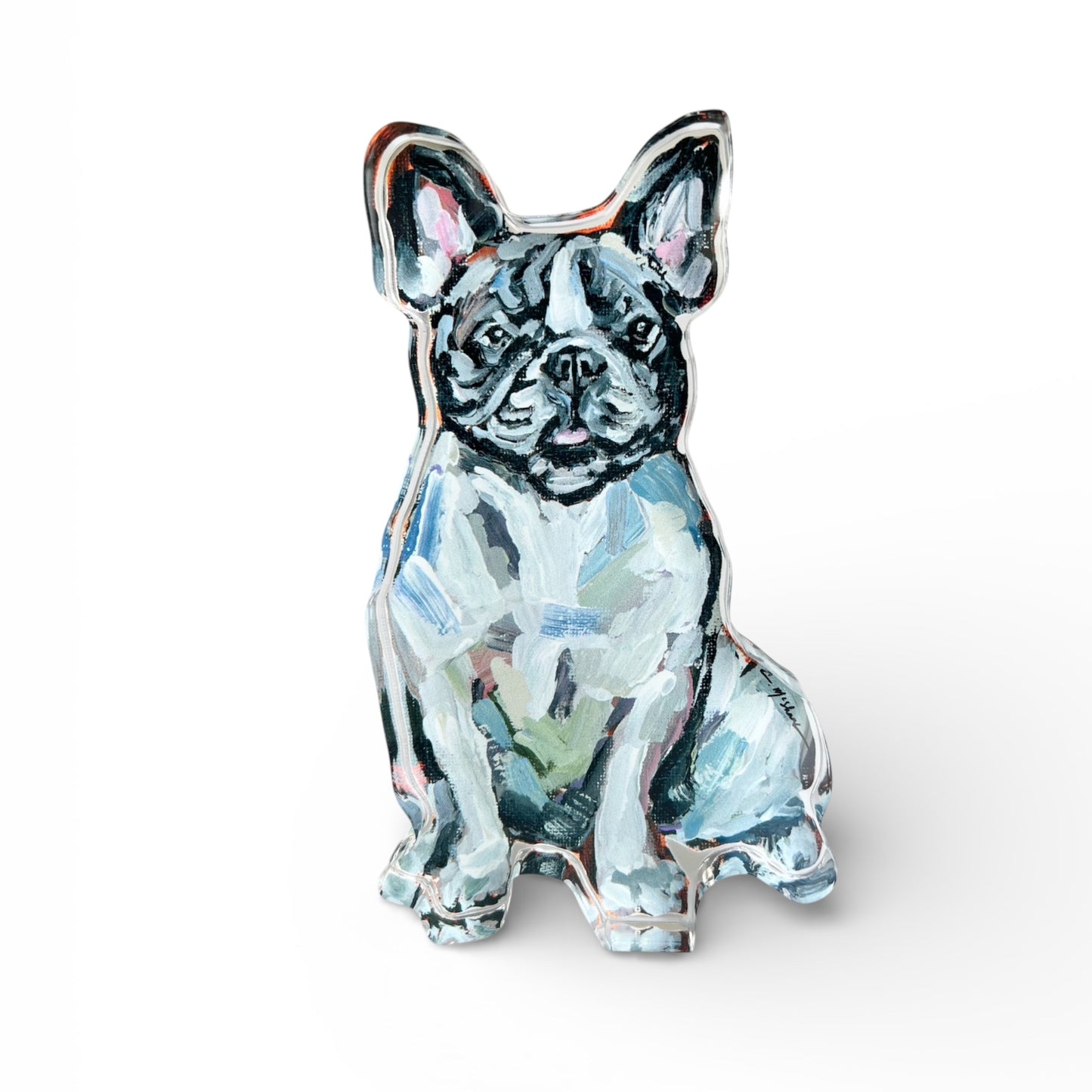 "Frenchie Black & White" acrylic