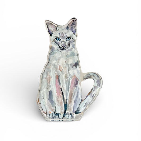 "Siamese White Cat" acrylic