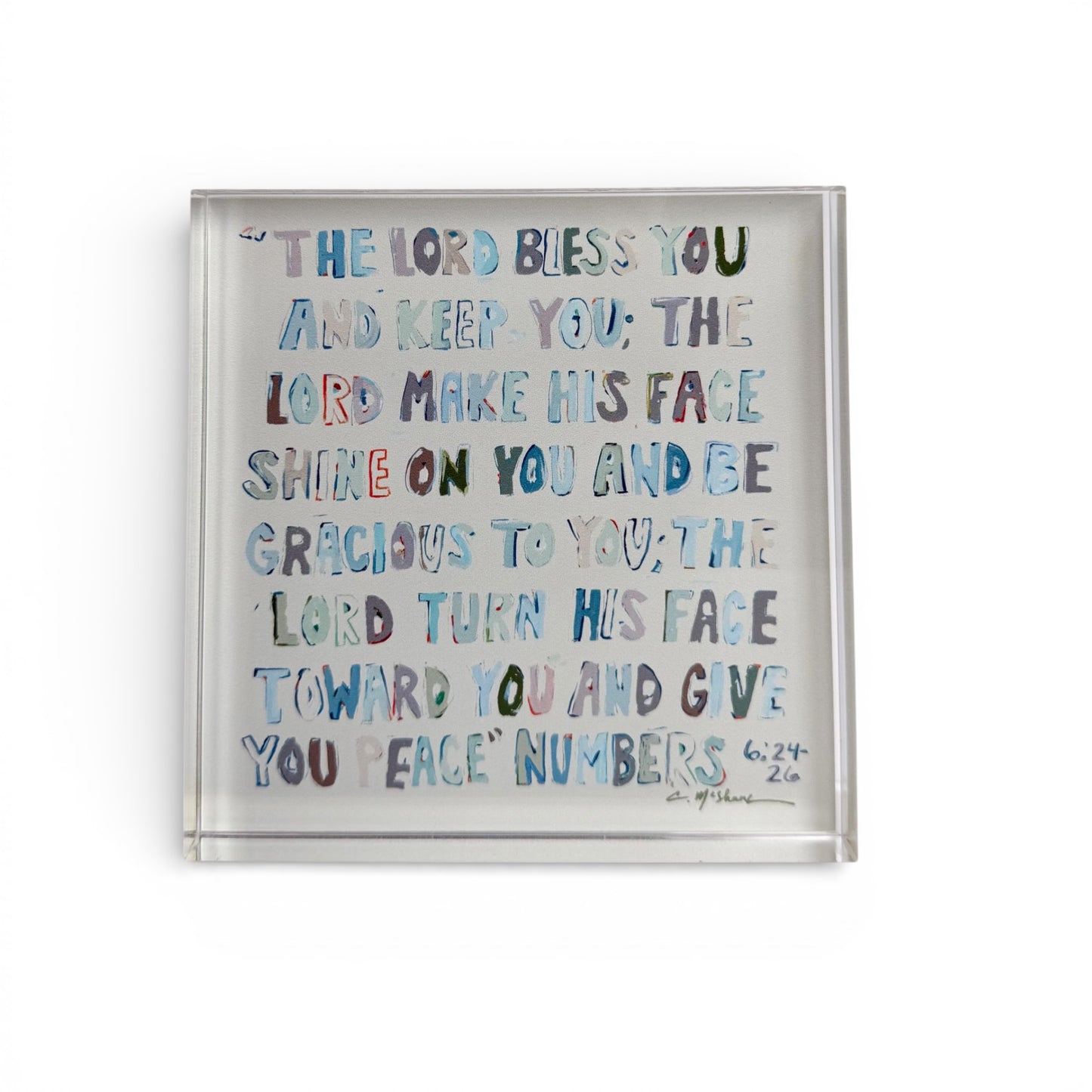 "Numbers Neutral" acrylic block