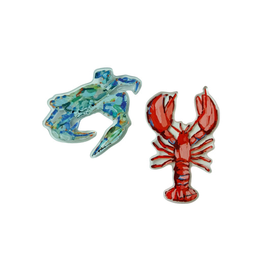 Coastal Crab & Lobster Acrylic Magnets | Interchangeable Tabletop & Refrigerator Magnet