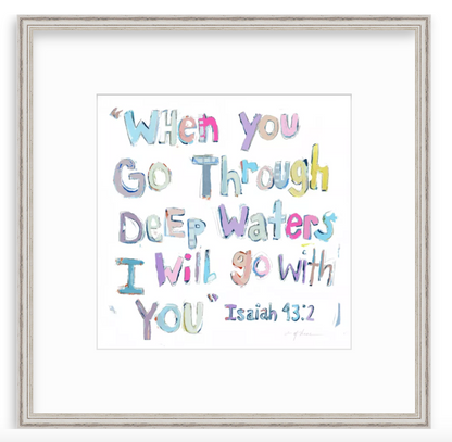 Isaiah 43:2 (pinks) on paper