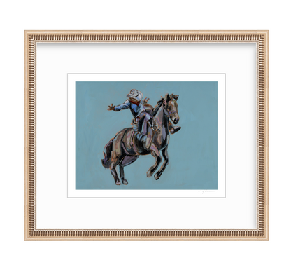 Rodeo Cowboy fine art print featuring original Western cowboy artwork by Chelsea McShane.