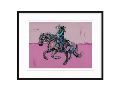 Cowgirl Soul fine art print featuring original cowgirl on horseback artwork by Chelsea McShane.