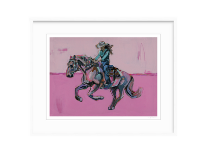 Cowgirl Soul fine art print featuring original cowgirl on horseback artwork by Chelsea McShane.