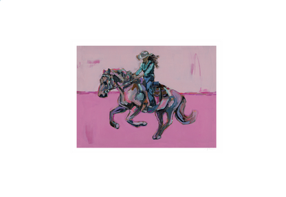 Cowgirl Soul fine art print featuring original cowgirl on horseback artwork by Chelsea McShane.