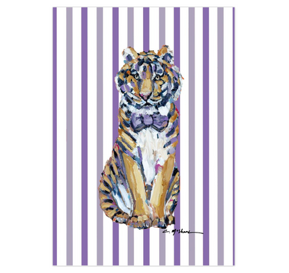 "Tiger Purple & Yellow Bow Tie" framable card