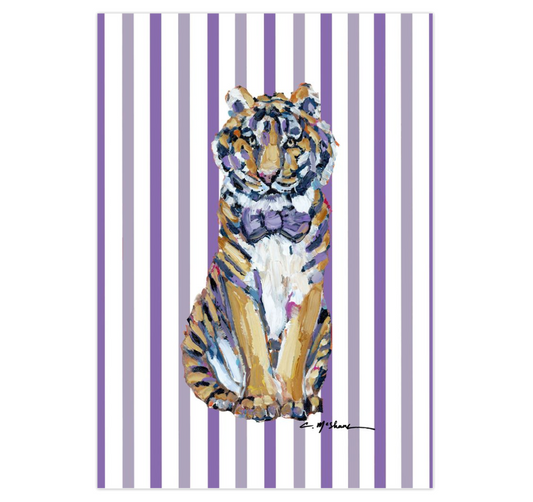 "Tiger Purple & Yellow Bow Tie" framable card