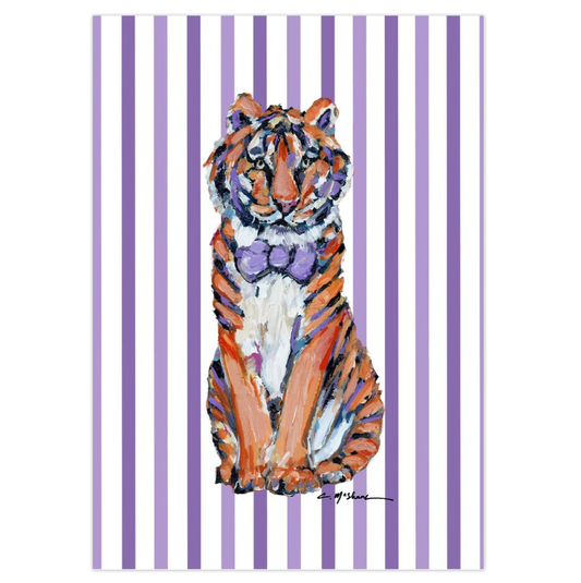 "Tiger Purple & Orange Bow Tie" framable card